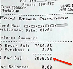 EBT card balance grocery receipt